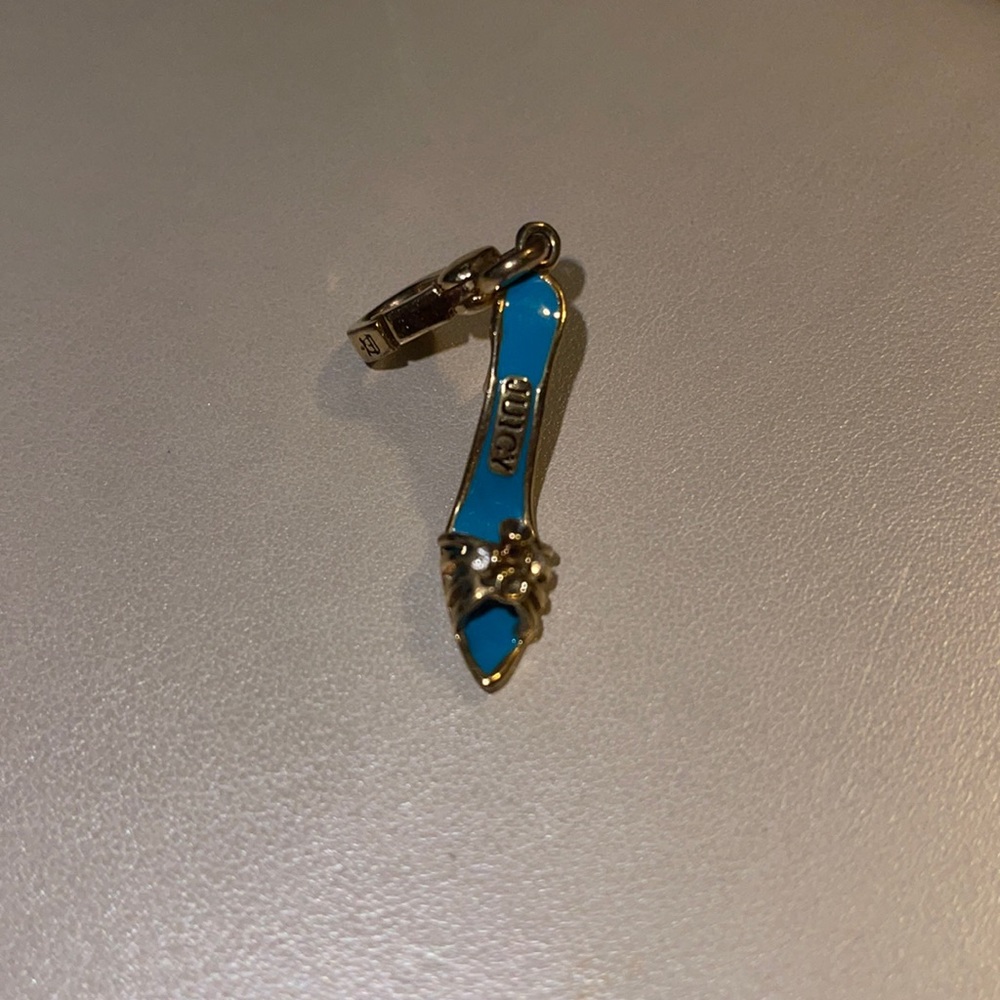 Juicy Couture Blue/gold high heel shoe.